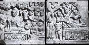 Relief from Gandhara with the-first preaching in first preaching in the deer camp-and the death of Buddha, Kushana. unknow artist